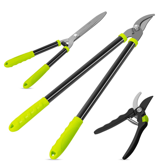 Deli 3-Piece Loppers and Pruners Set for Trees and Shrubs