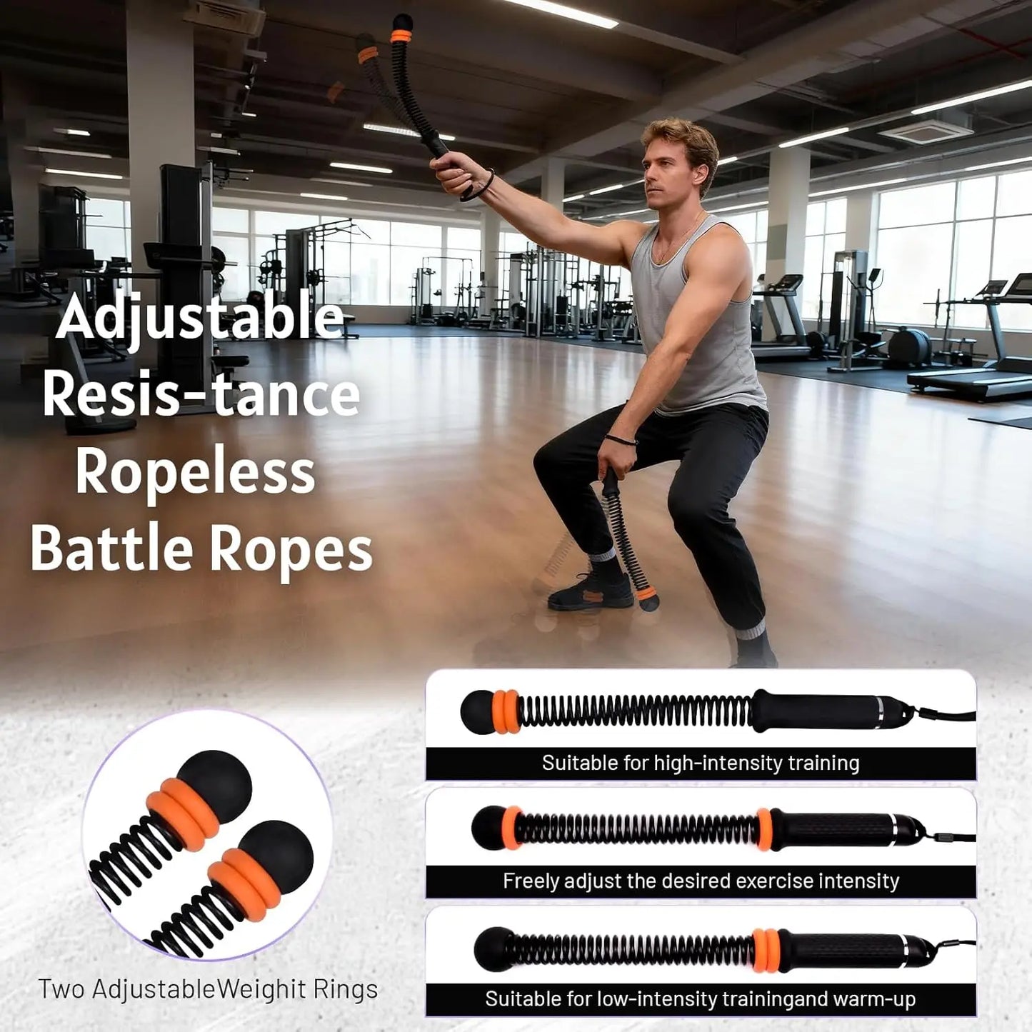 Ropeless Battle Rope With Adjustable Resistance For Full Body Workout