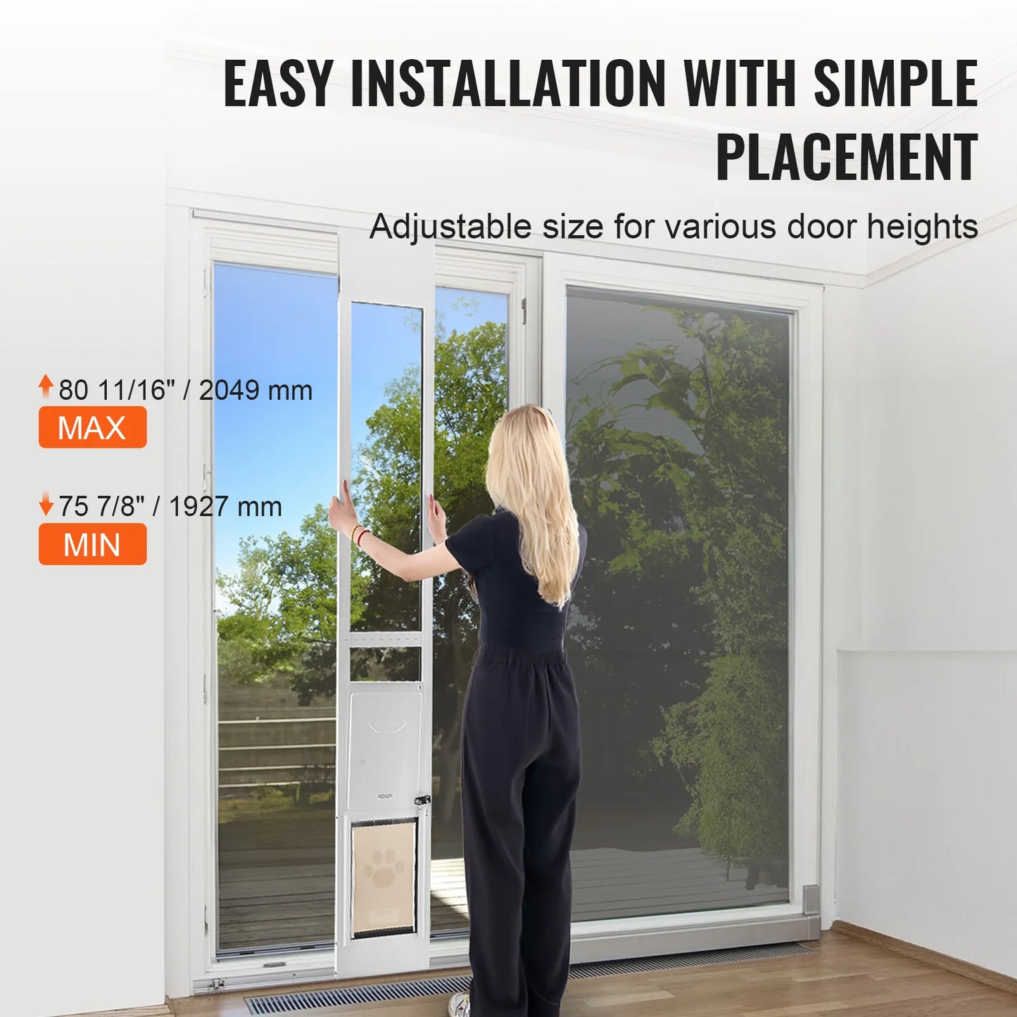 Sliding Glass Dog Door With Adjustable Height Tempered Glass Aluminum Frame