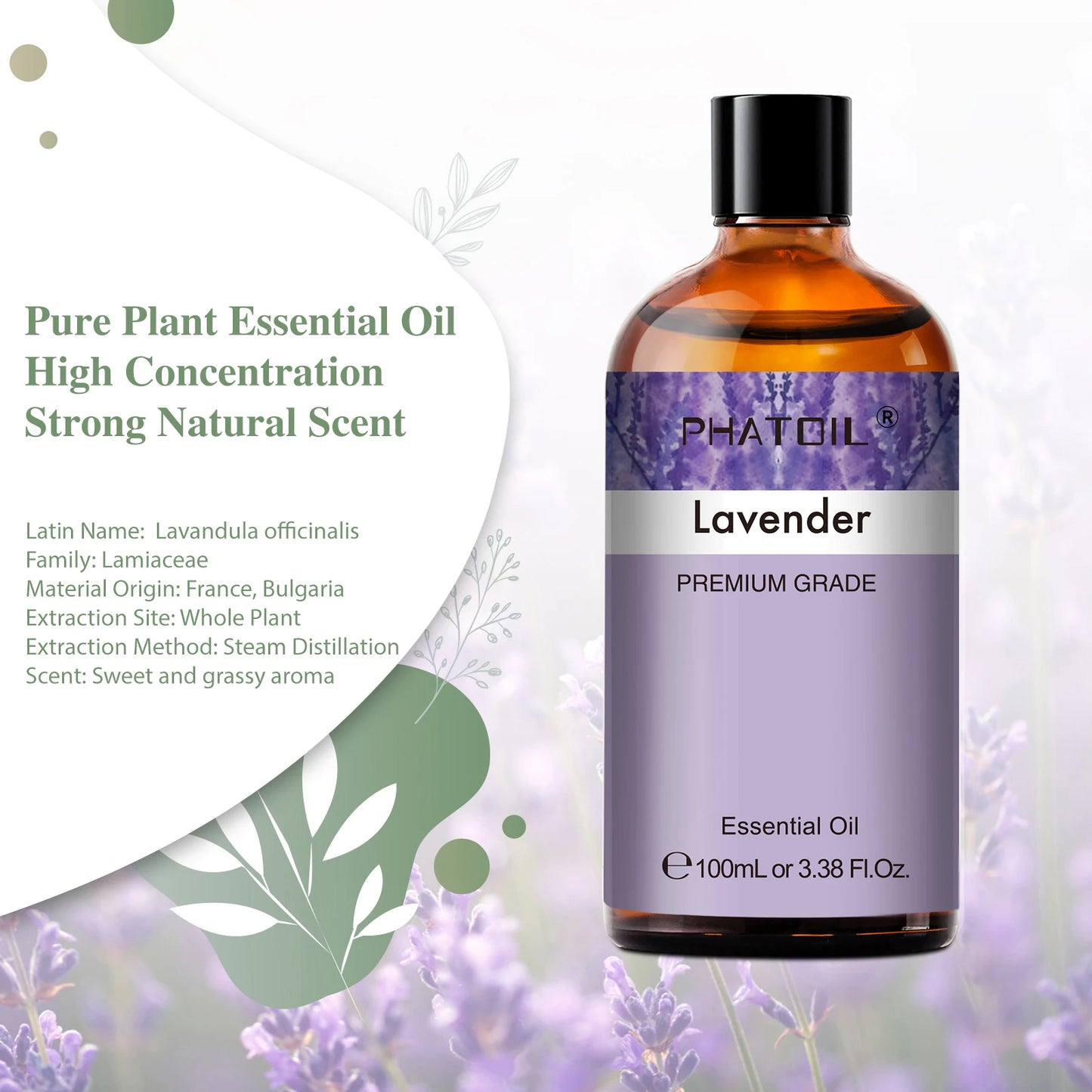PHATOIL Pure Natural Essential Oils Lavender Jasmine Vanilla Eucalyptus