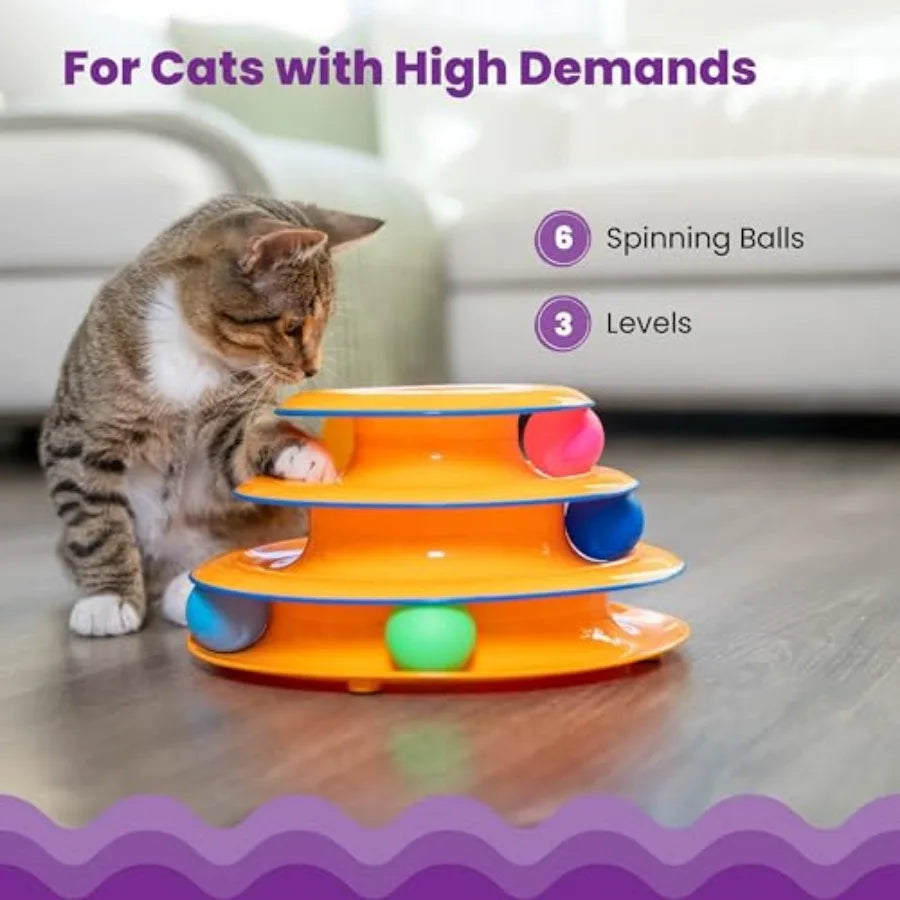 Tower Of Tracks Cat Toy Three Level Track Tower Balls