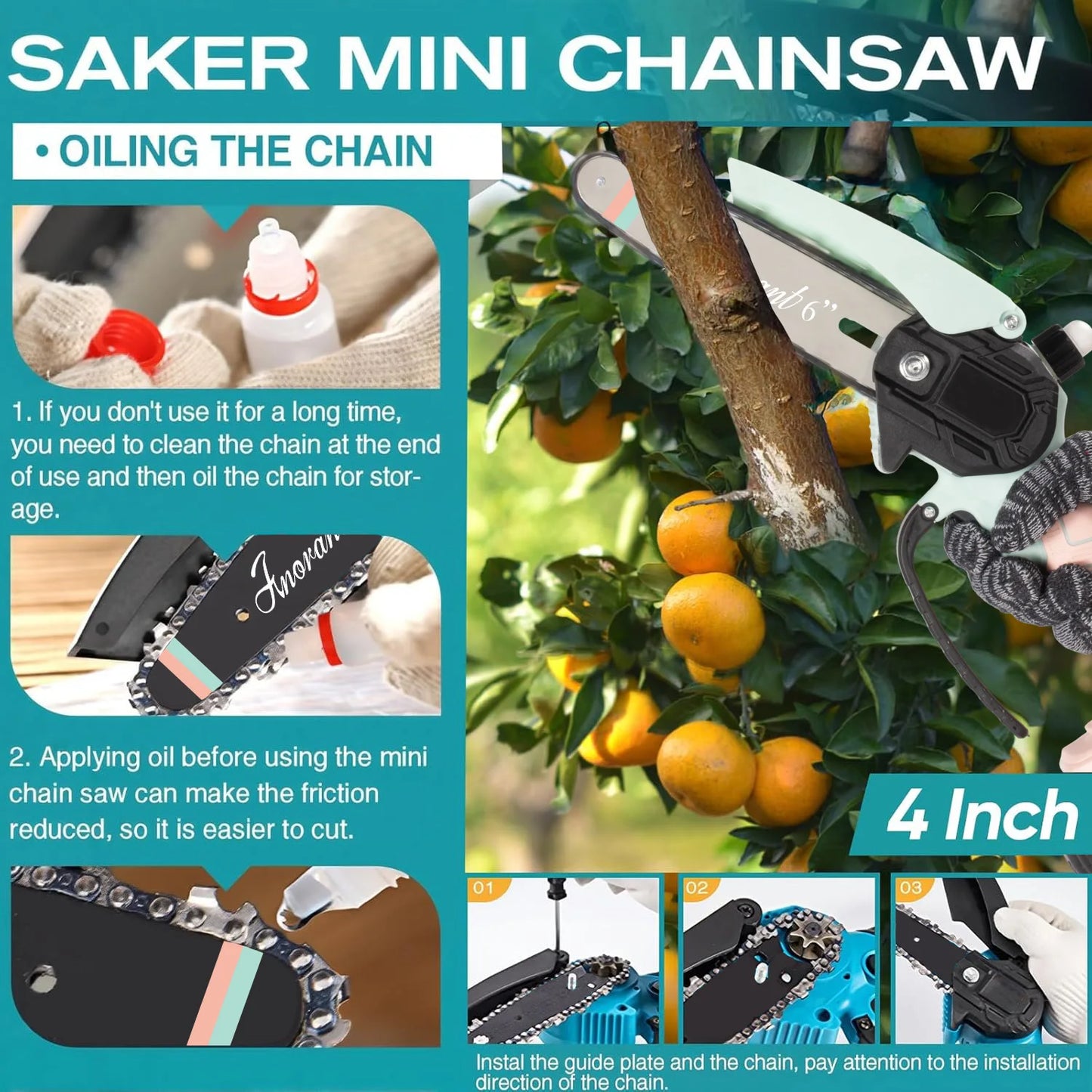 Mini Cordless Chainsaw With Dual Batteries For Portable Tree Cutting