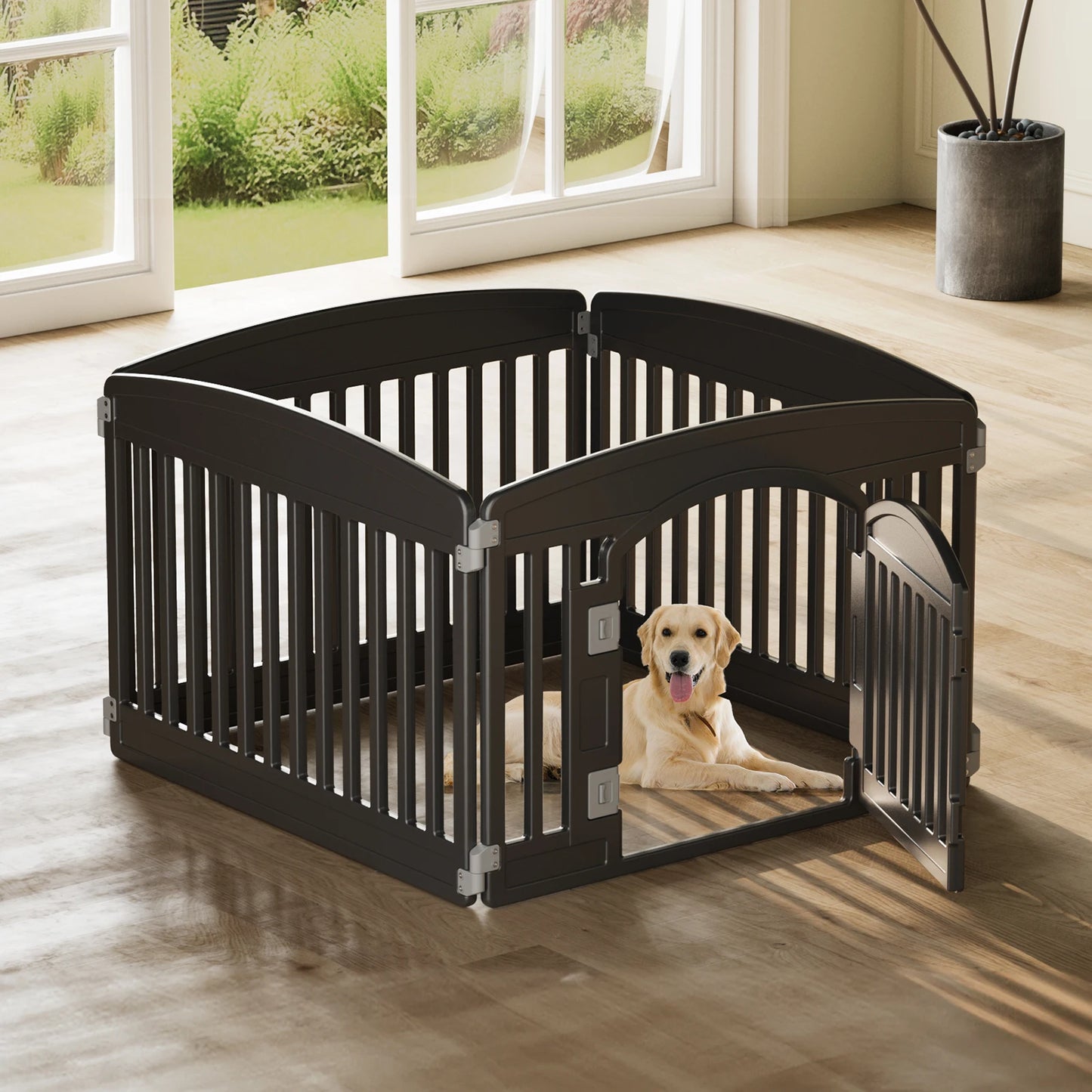 JHK Plastic Dog Playpen Six Panel Indoor Outdoor Portable