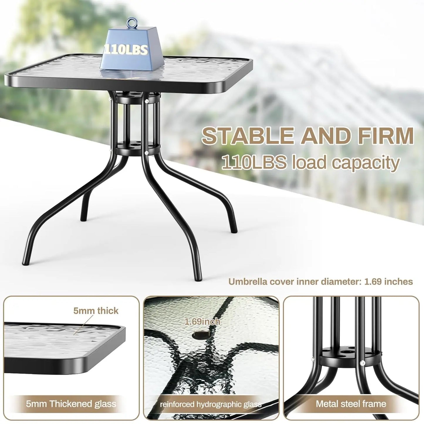 Patio Dining Set 5 Pieces With Table And Textilene Chairs
