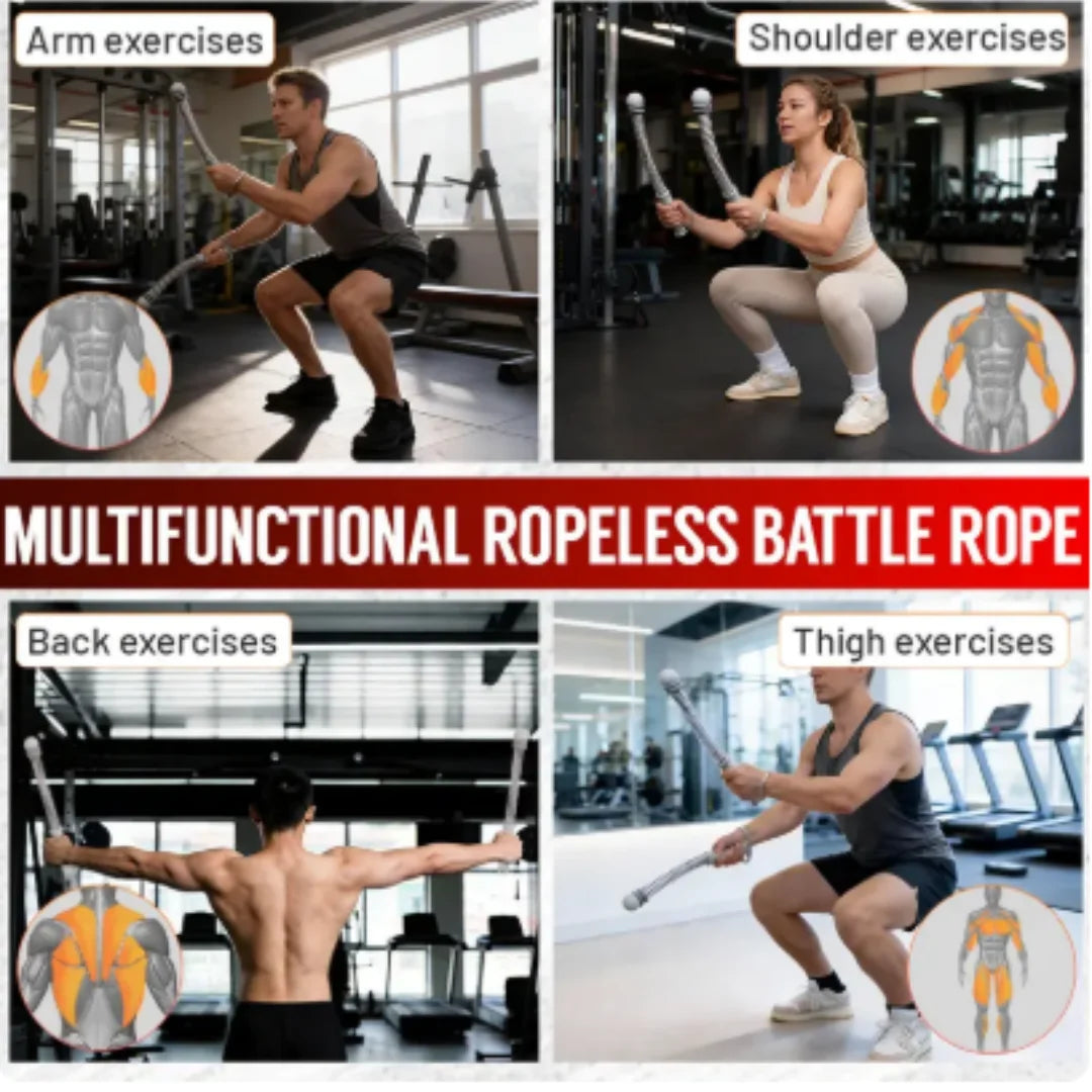 Ropeless Battle Rope With Adjustable Resistance For Full Body Workout