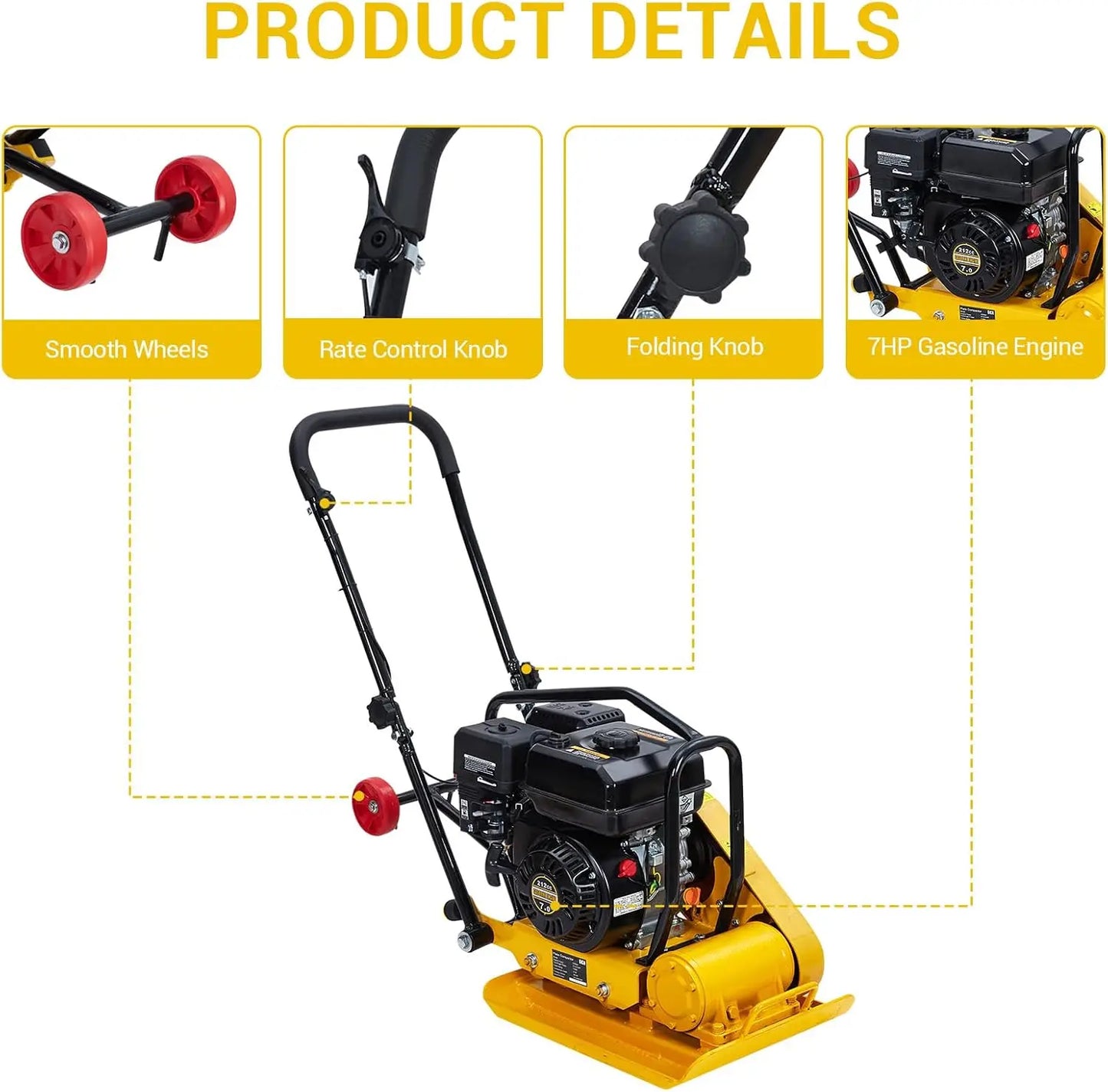 Twister.CK Plate Compactor 7HP 212cc Gas Engine 4200 Lbs Force