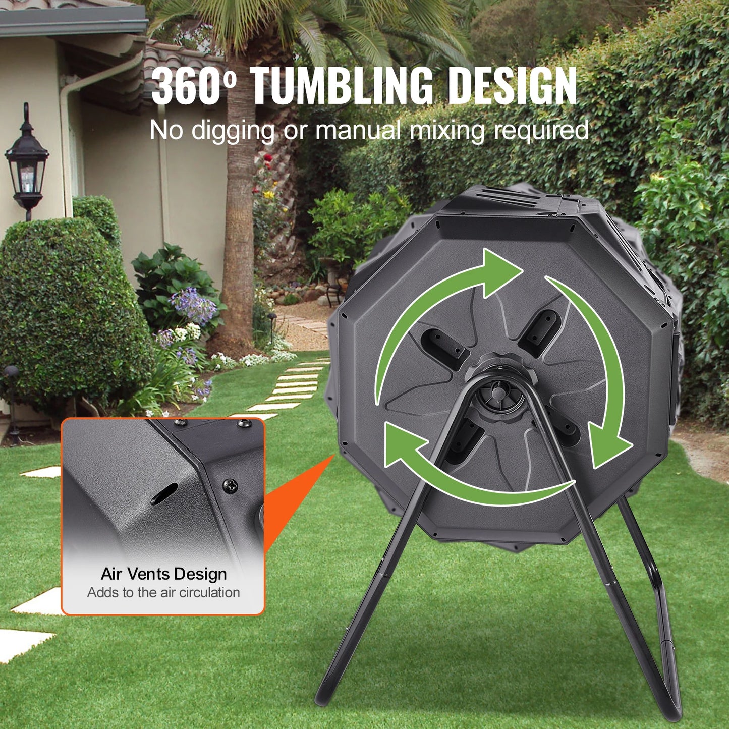SucceBuy Tumbling Composter for Garden and Kitchen Use