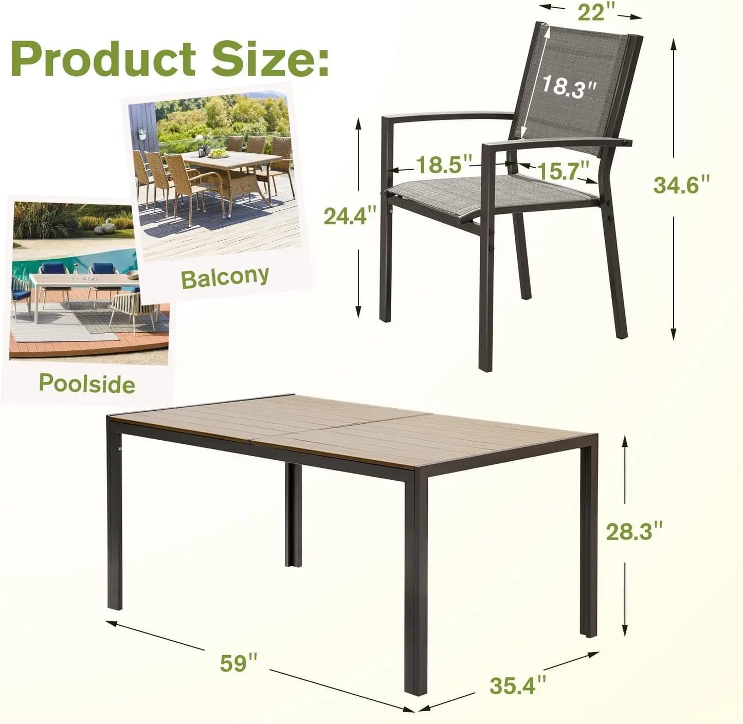 Patio Dining Set 7 Piece Outdoor Furniture With Large Table