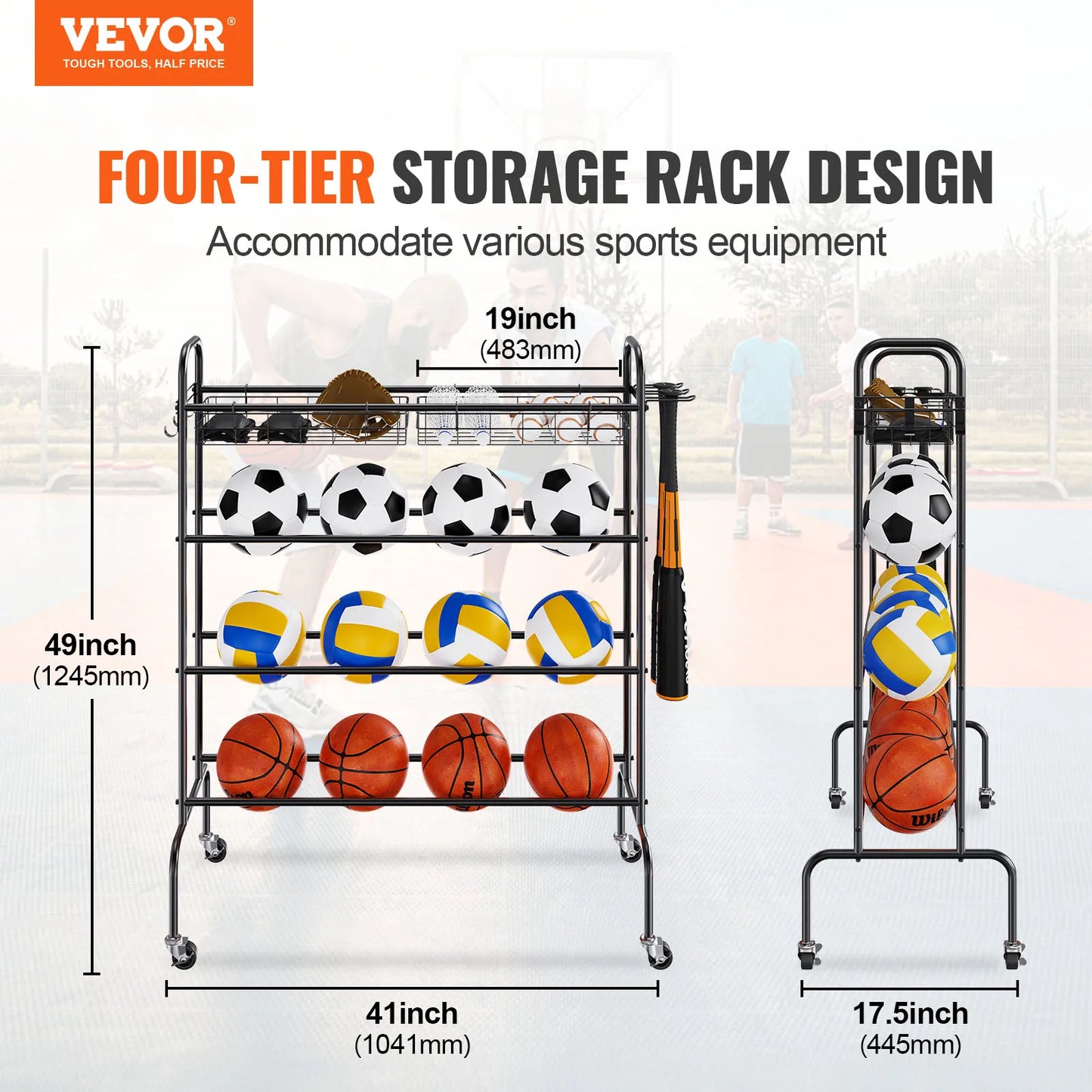 Four-Layer Rolling Basketball Rack and Shooting Training Stand