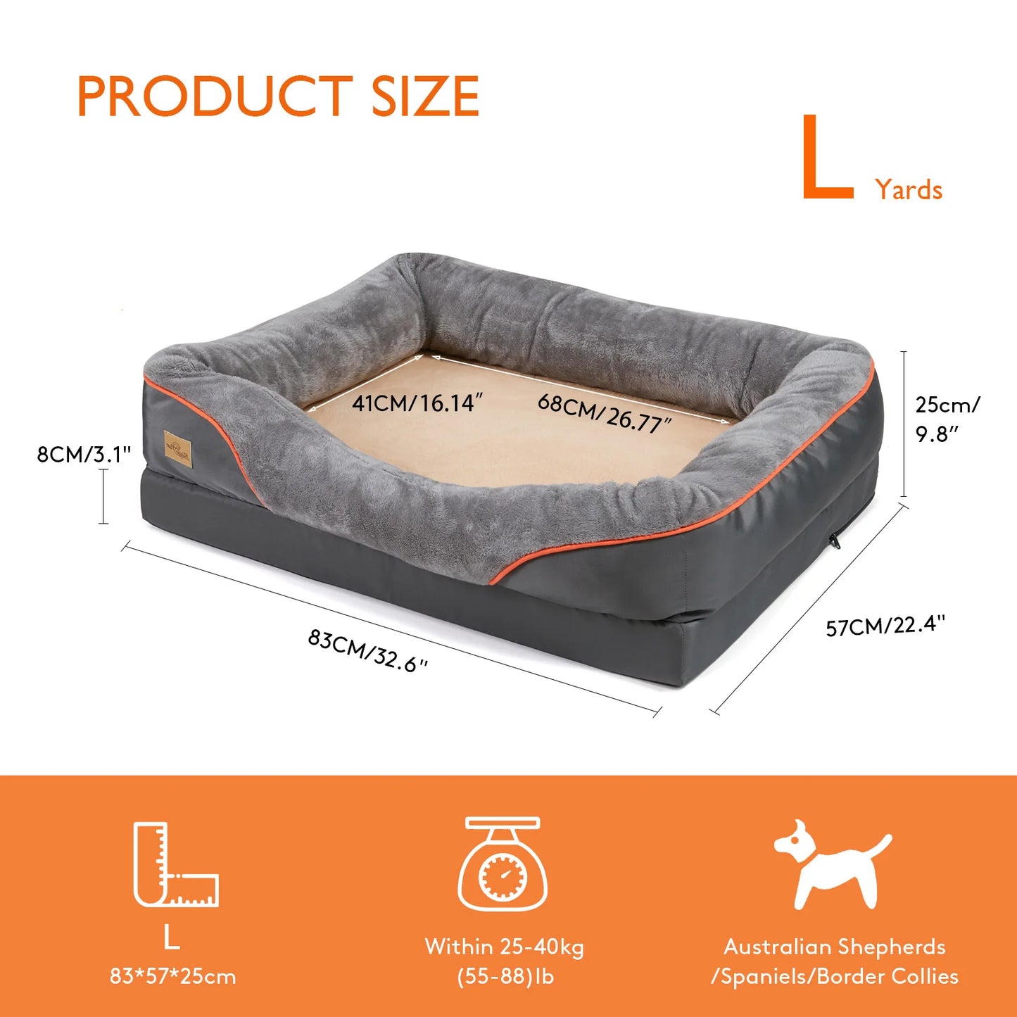 Bingopaw Dog Bed Hypoallergenic Waterproof With Removable Washable Cover