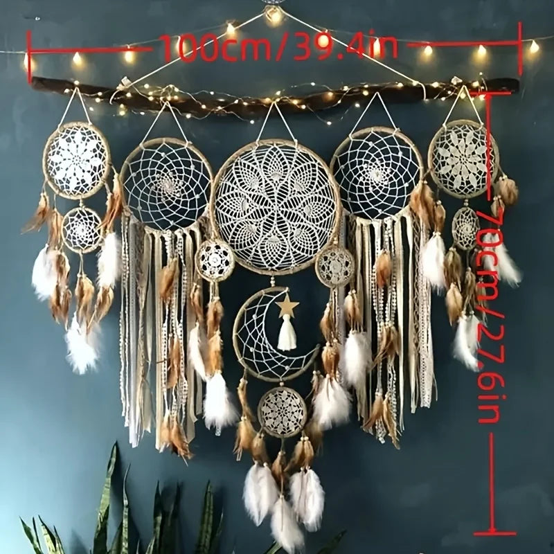 Dream Catcher 5-Piece Moon Dream Chaser Bohemian Wall Decor
