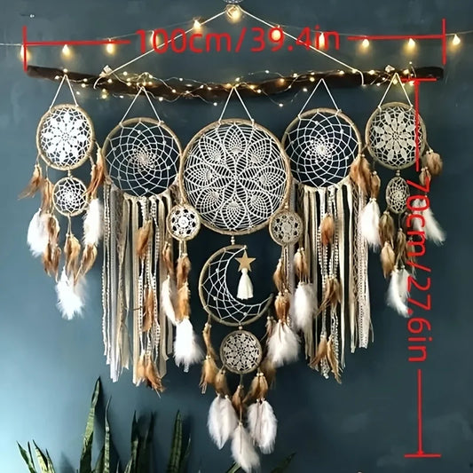 Dream Catcher 5-Piece Moon Dream Chaser Bohemian Wall Decor
